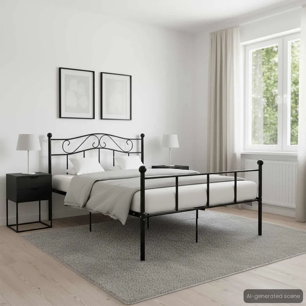 Estrutura de cama em metálico 140x200 cm preto