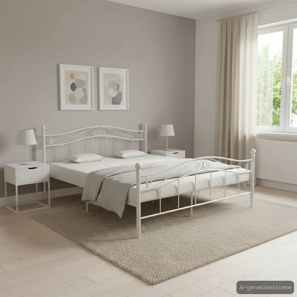 Estrutura de cama metálico 160x200 cm branco
