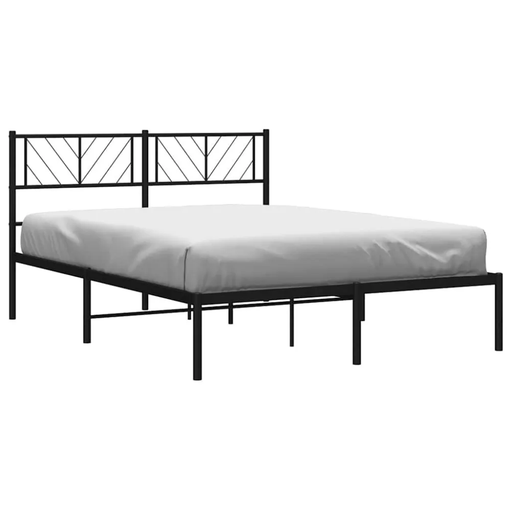 Estrutura de cama em metálico com cabeceira 150x200 cm preto