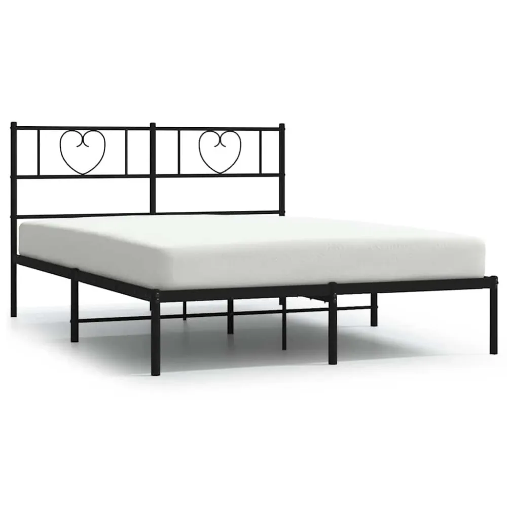 Estrutura de cama em metálico com cabeceira 150x200 cm preto