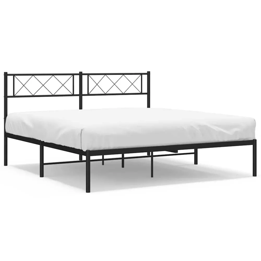 Estrutura de cama em metálico com cabeceira 150x200 cm preto