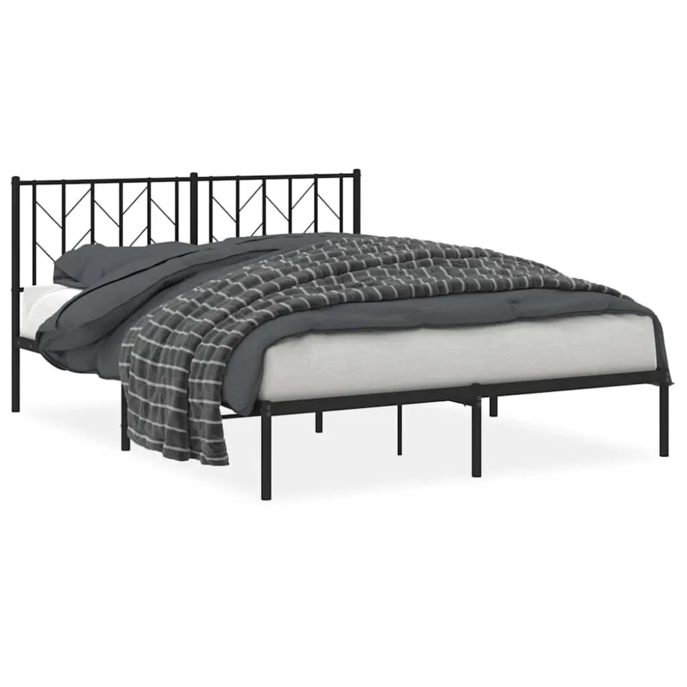 Estrutura de cama em metálico com cabeceira 150x200 cm preto