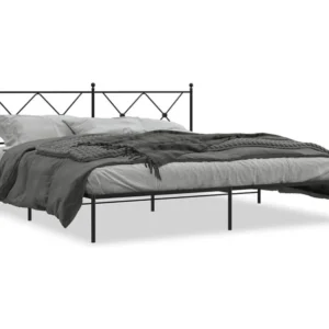 Estrutura de cama em metálico com cabeceira 180x200 cm preto