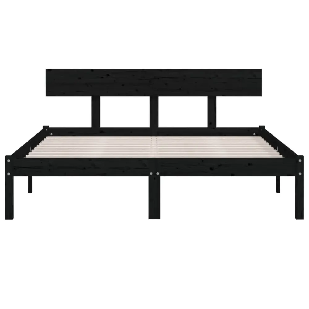 Estrutura cama pequena casal 120x190 cm pinho maciço preto