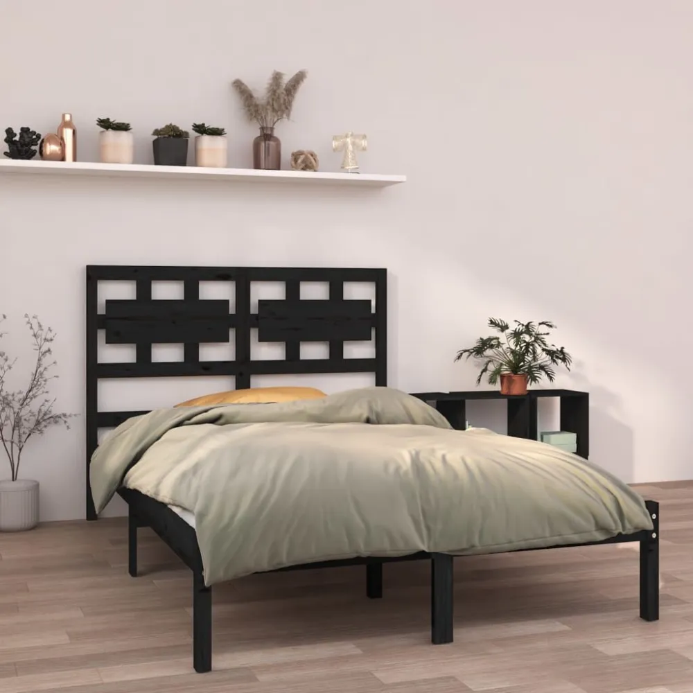 Estrutura cama pequena casal 120x190 cm pinho maciço preto