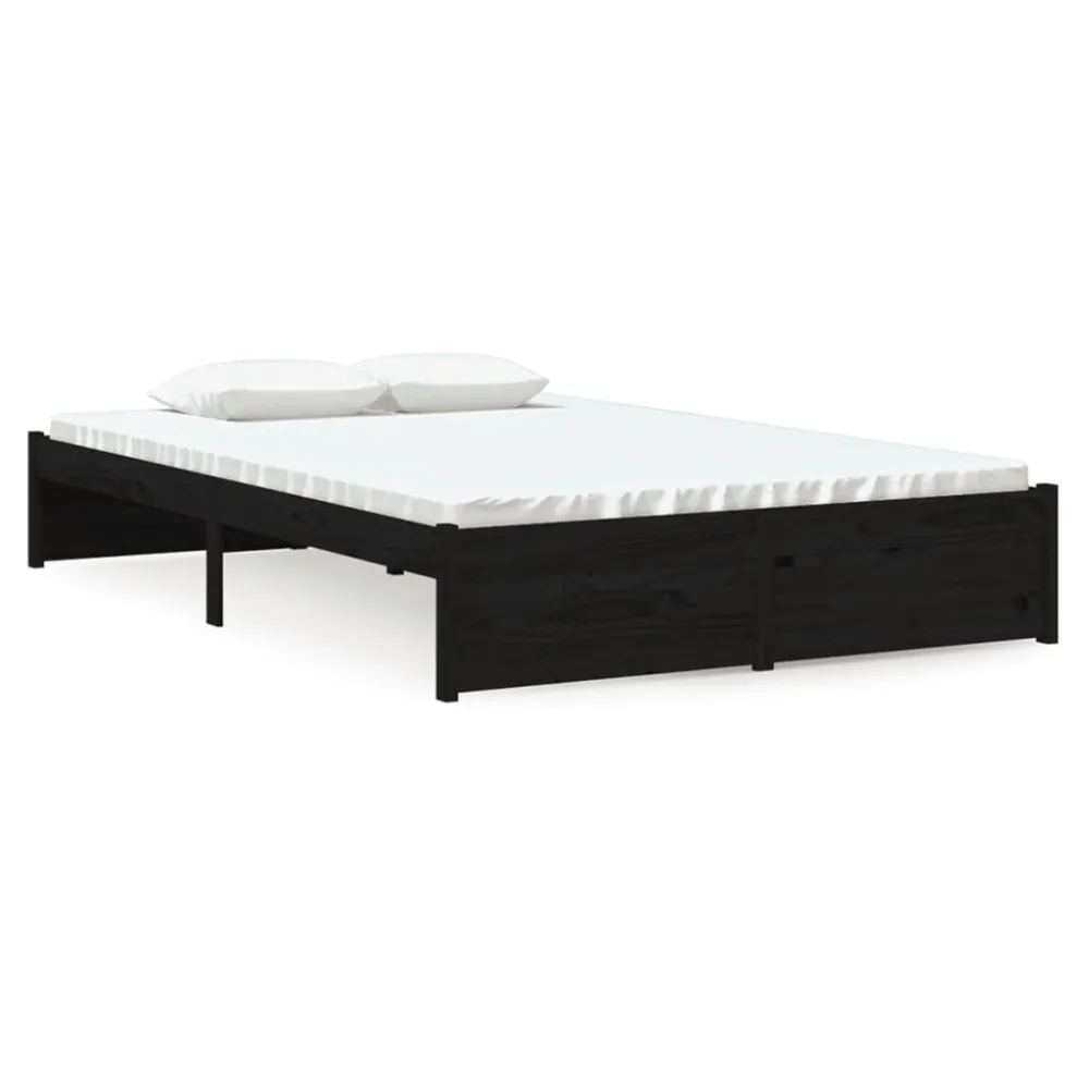 Estrutura cama pequena casal 120x190 cm pinho maciço preto