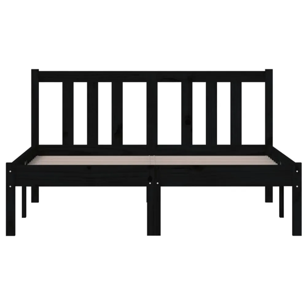 Estrutura cama pequena casal 120x190 cm pinho maciço preto