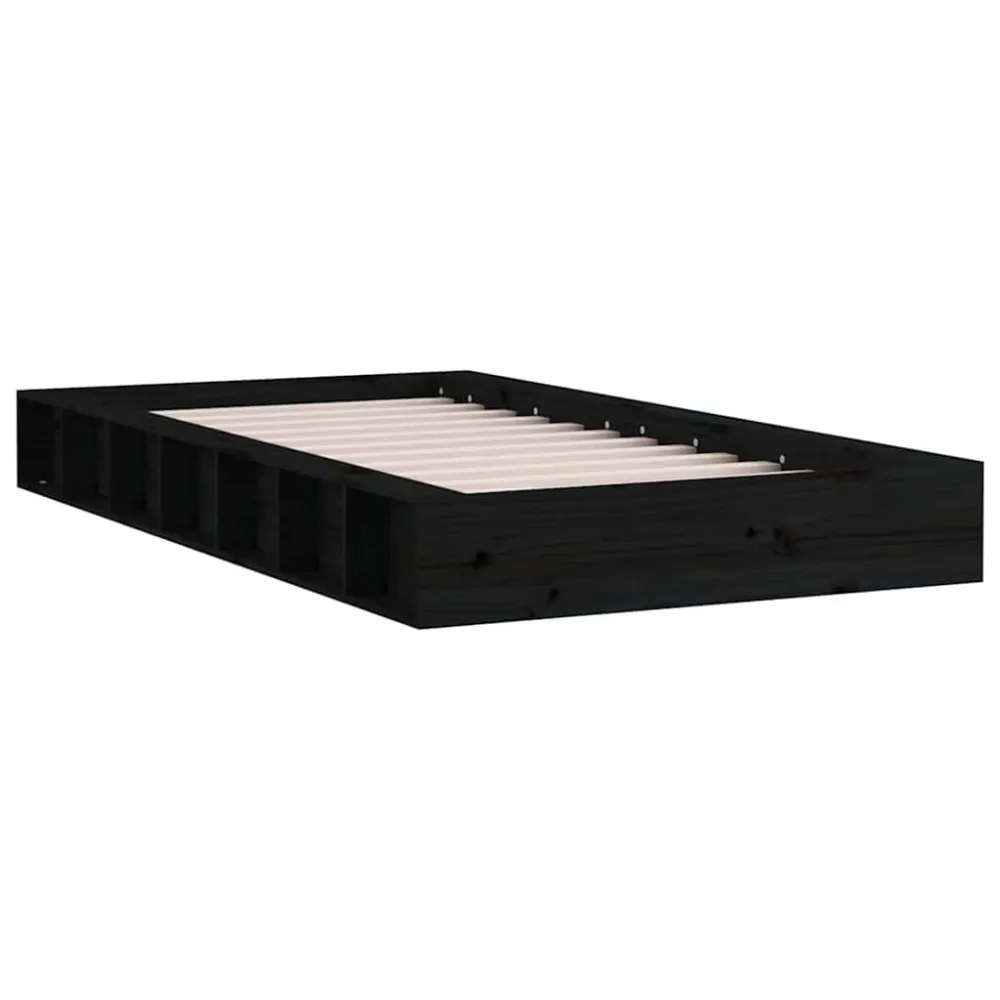 Estrutura cama pequena casal 120x190 cm pinho maciço preto