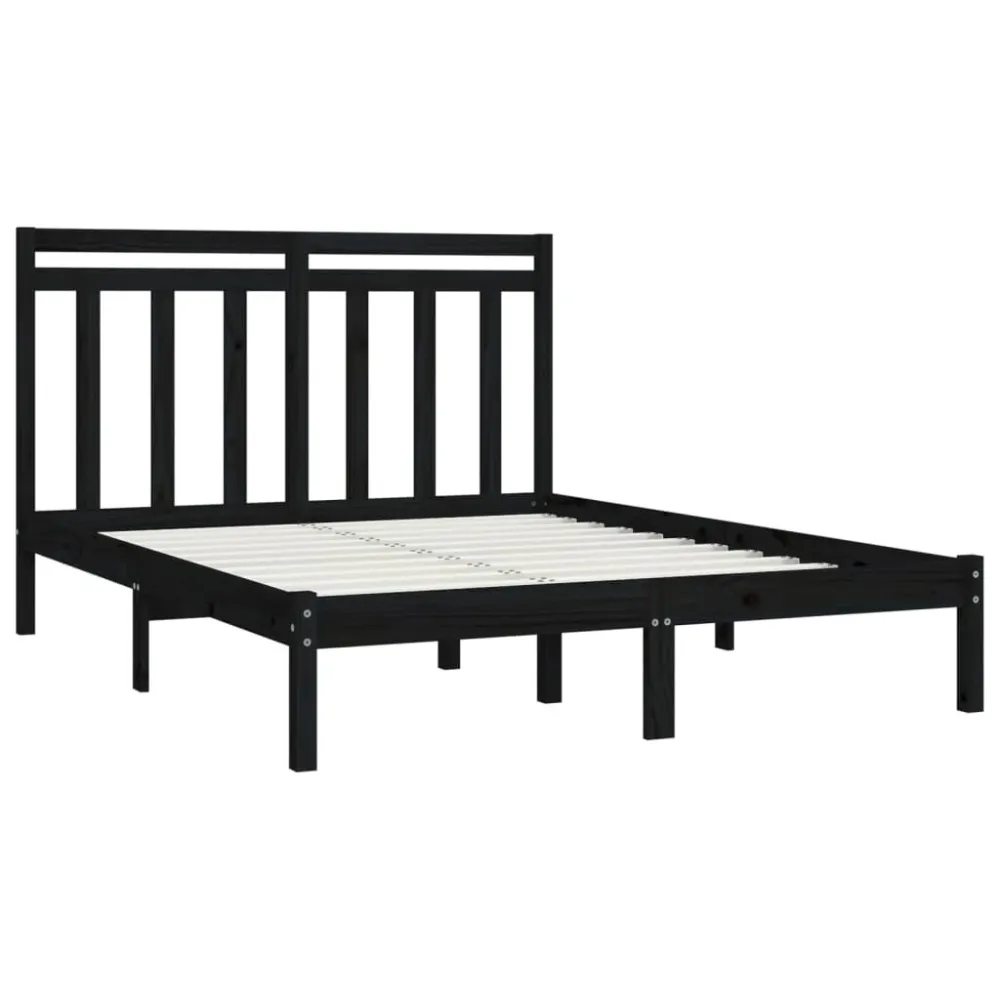 Estrutura cama pequena casal 120x190 cm pinho maciço preto