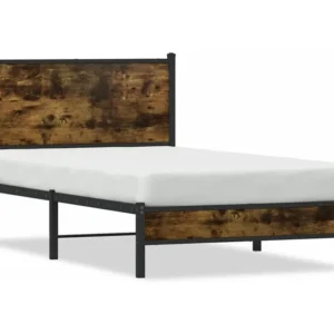 Estrutura de cama sem colchão 100x190 cm metálico carvalho fumado