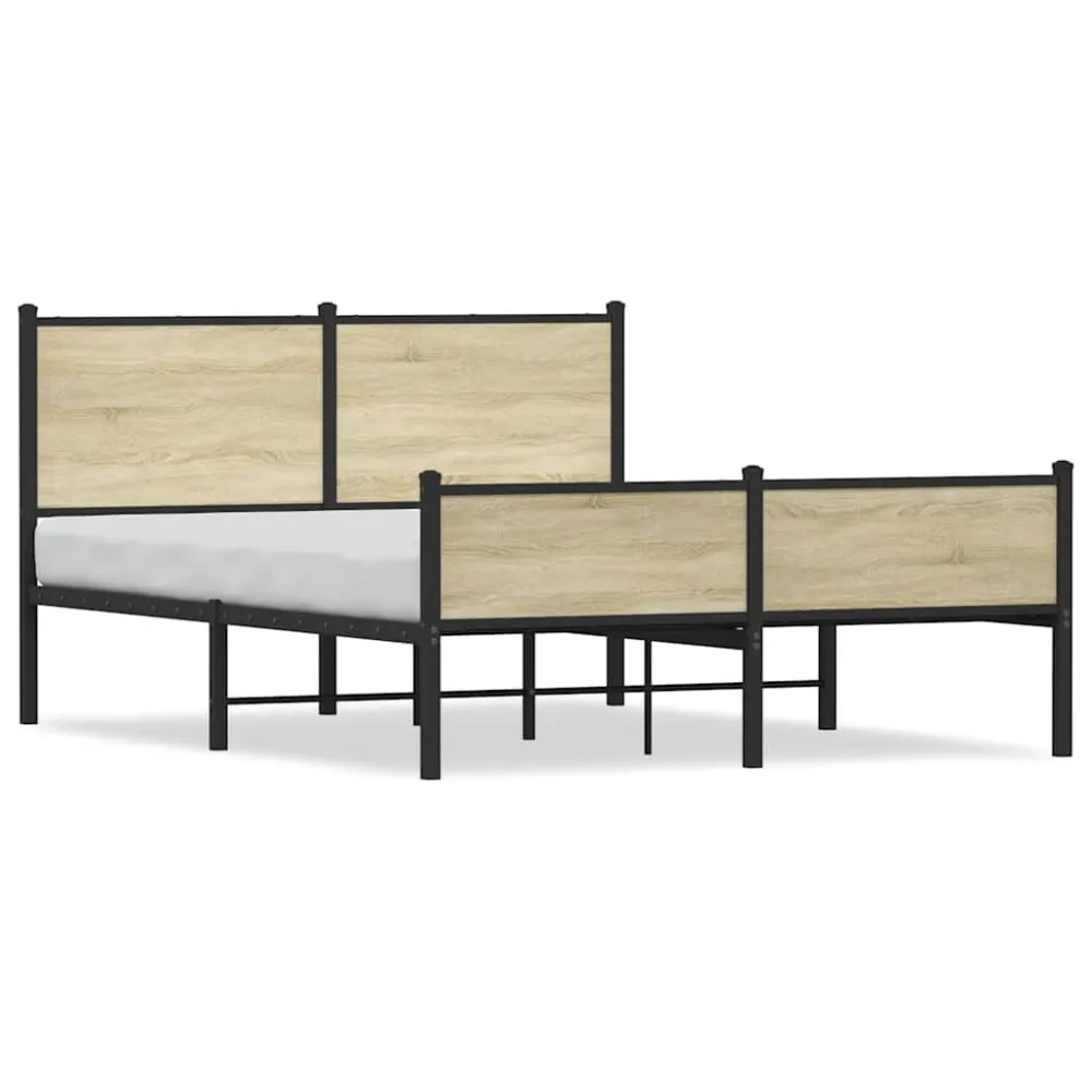 Estrutura de cama sem colchão 140x190 cm metálico carvalho sonoma
