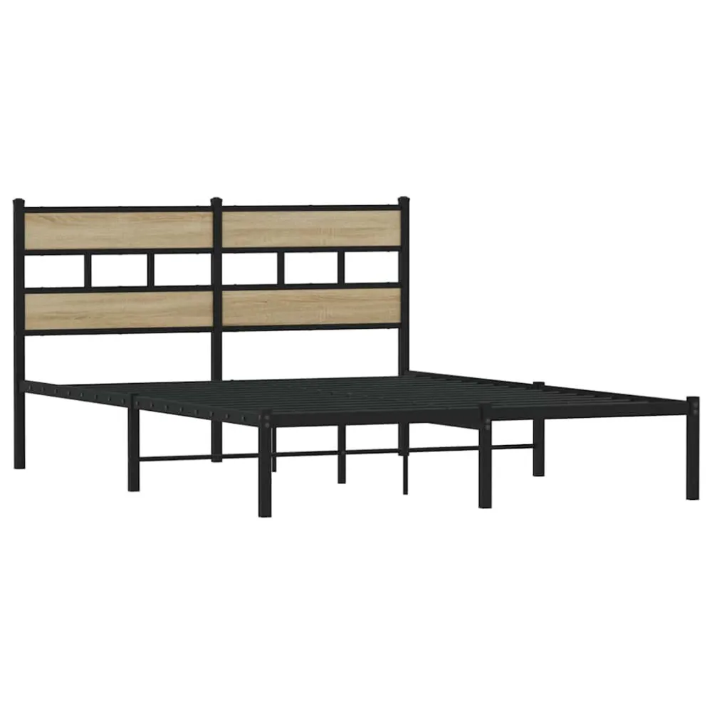 Estrutura de cama sem colchão 140x190 cm metálico carvalho sonoma