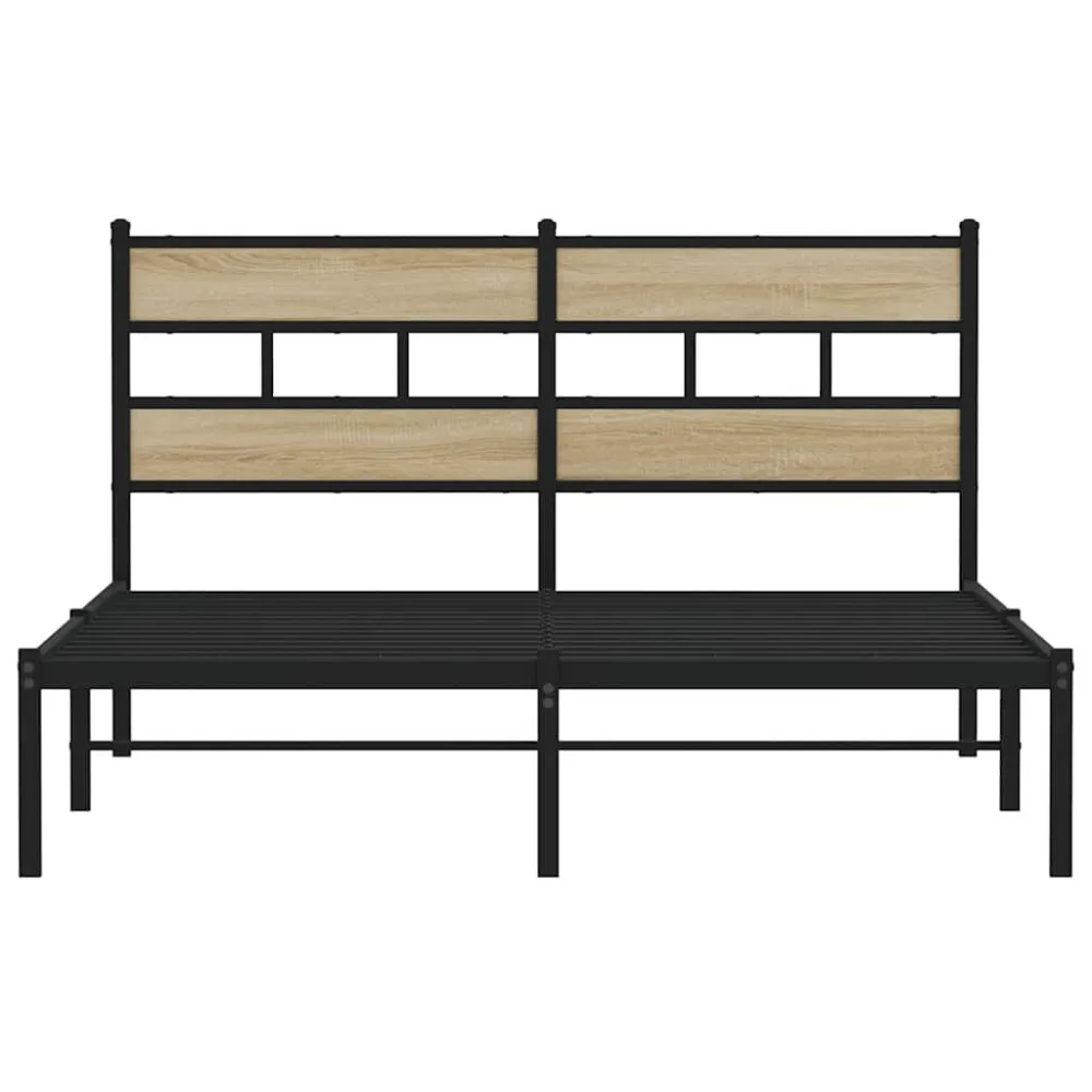 Estrutura de cama sem colchão 140x190 cm metálico carvalho sonoma