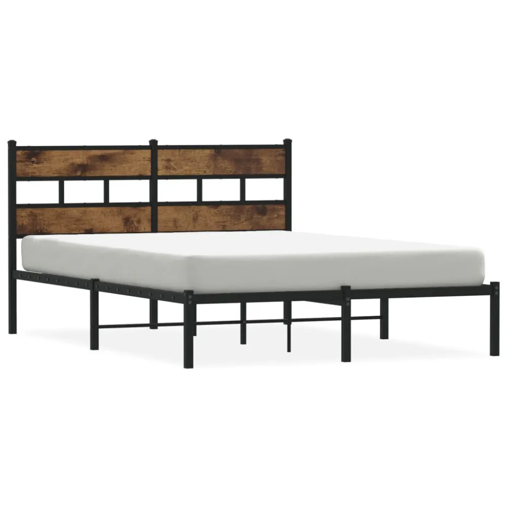 Estrutura de cama sem colchão 140x200 cm metálico carvalho fumado