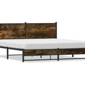 Estrutura de cama sem colchão 160x200 cm metálico carvalho fumado
