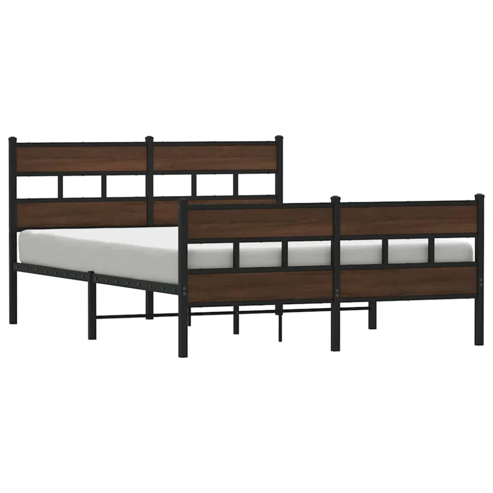 Estrutura cama sem colchão 160x200 cm metálico carvalho castanho