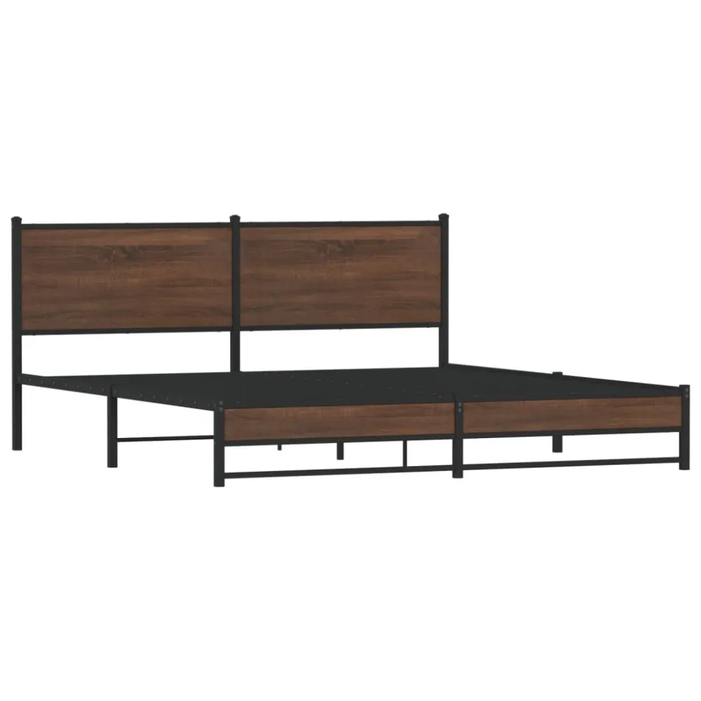 Estrutura cama sem colchão 180x200 cm metálico carvalho castanho