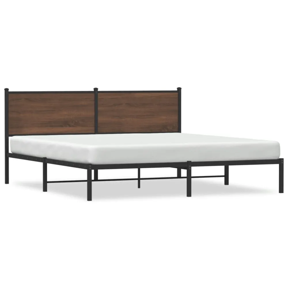Estrutura cama sem colchão 180x200 cm metálico carvalho castanho
