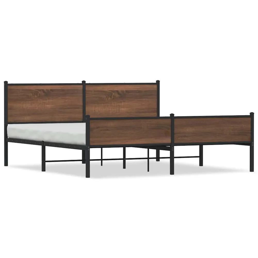 Estrutura cama sem colchão 180x200 cm metálico carvalho castanho