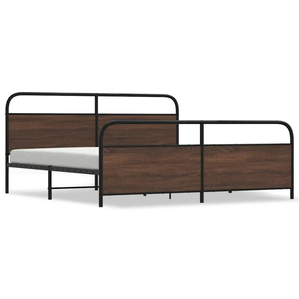 Estrutura cama sem colchão 183x213 cm metálico carvalho castanho
