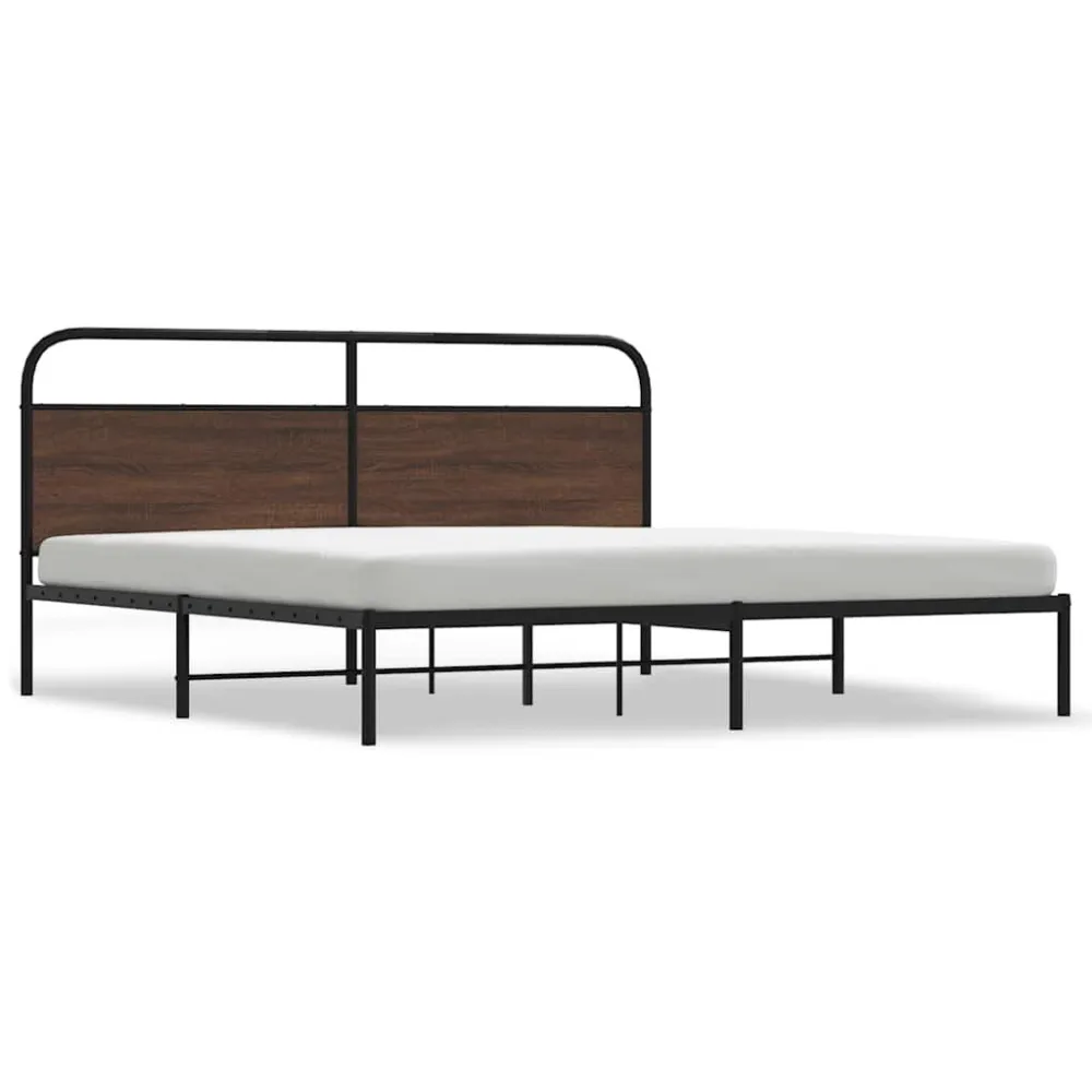 Estrutura cama sem colchão 183x213 cm metálico carvalho castanho