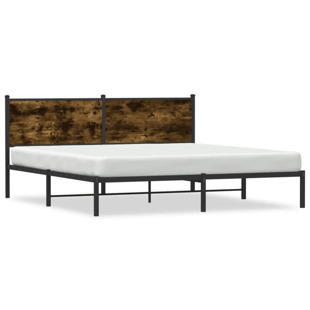 Estrutura de cama sem colchão 183x213cm metálico carvalho fumado