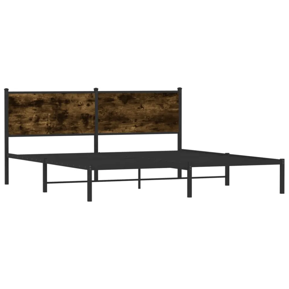 Estrutura de cama sem colchão 183x213cm metálico carvalho fumado
