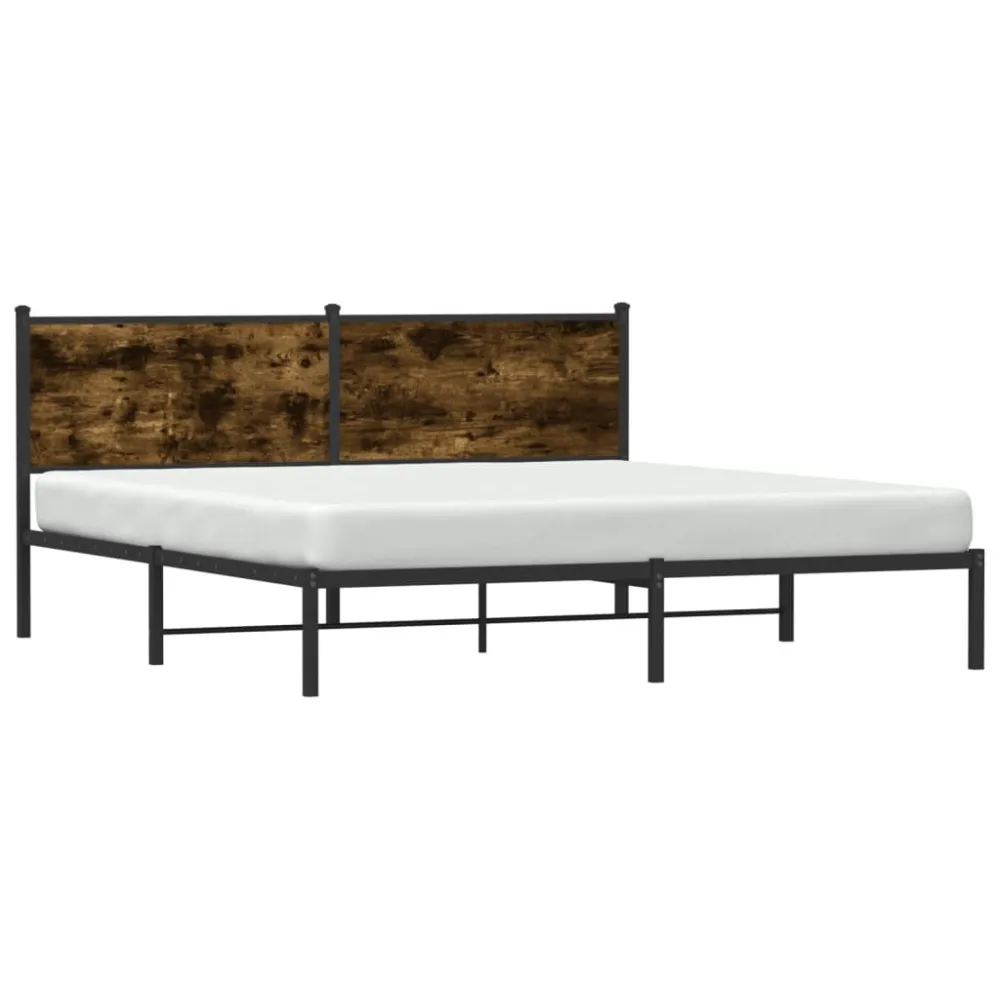 Estrutura de cama sem colchão 183x213cm metálico carvalho fumado