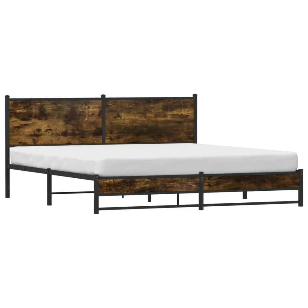 Estrutura de cama sem colchão 183x213cm metálico carvalho fumado