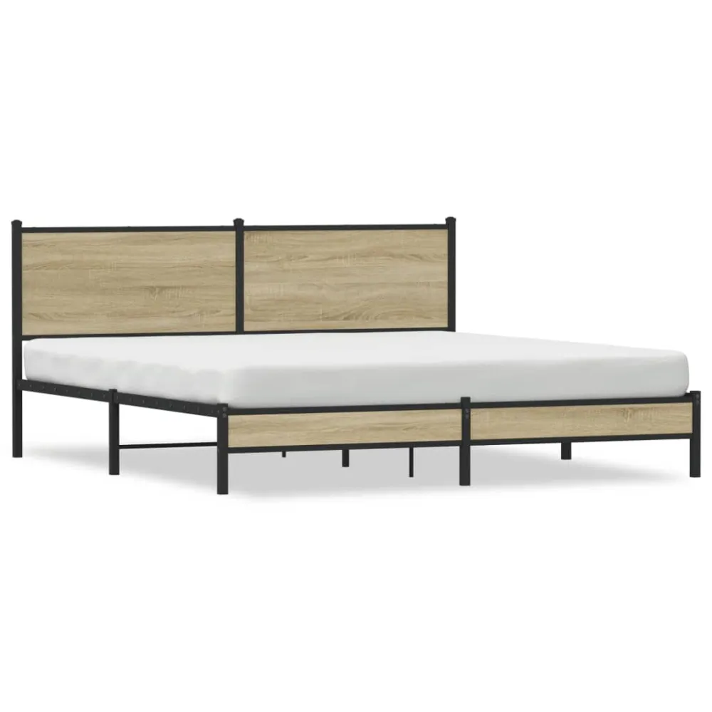 Estrutura de cama sem colchão 183x213cm metálico carvalho sonoma