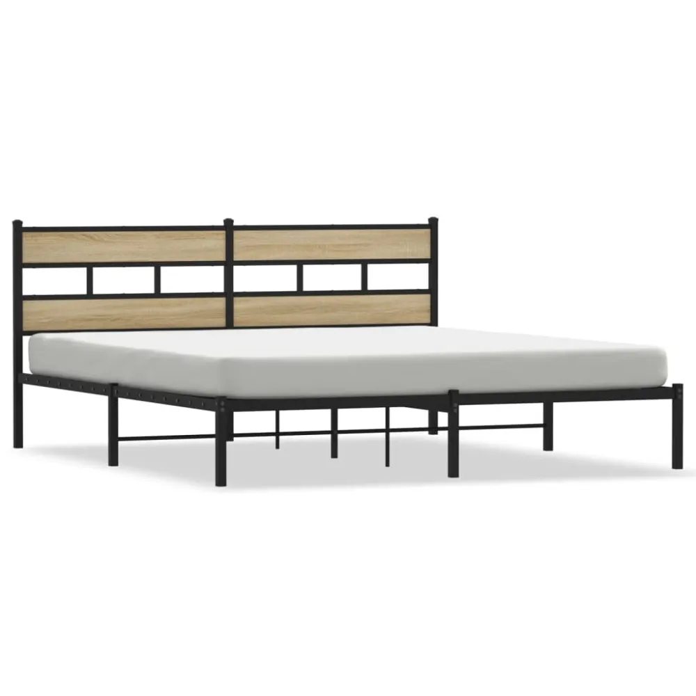 Estrutura de cama sem colchão 183x213cm metálico carvalho sonoma