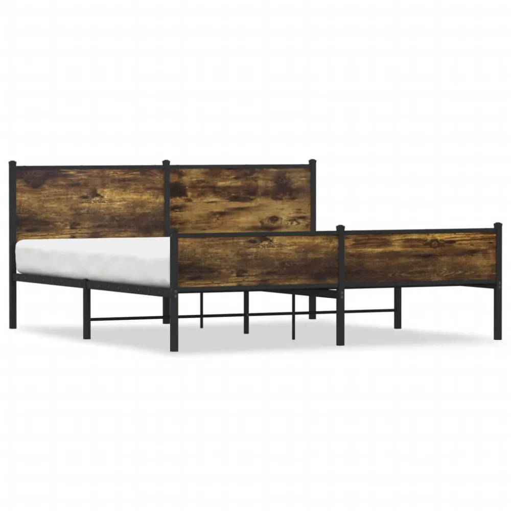 Estrutura de cama sem colchão 183x213cm metálico carvalho fumado