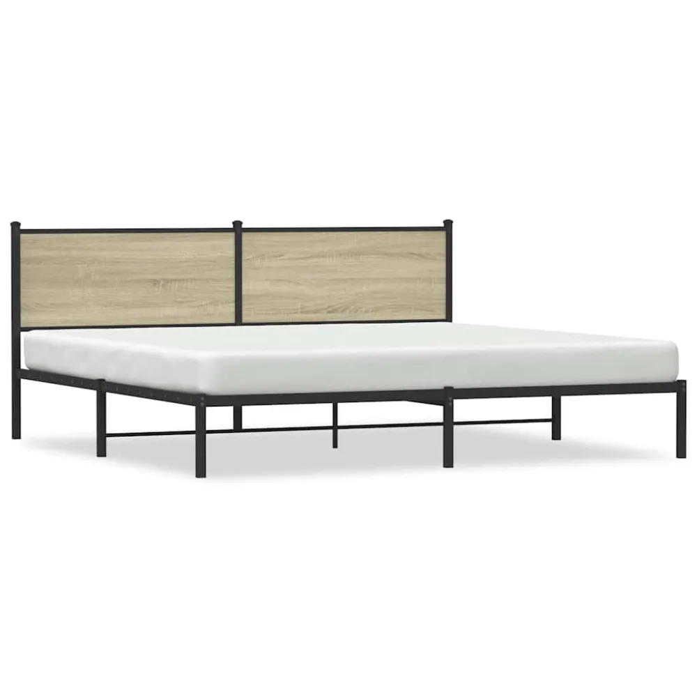 Estrutura de cama sem colchão 193x203cm metálico carvalho sonoma