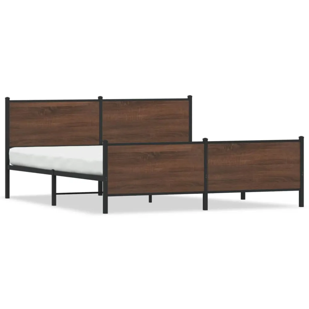 Estrutura cama sem colchão 200x200cm metálico carvalho castanho