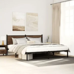 Estrutura cama sem colchão 200x200cm metálico carvalho castanho