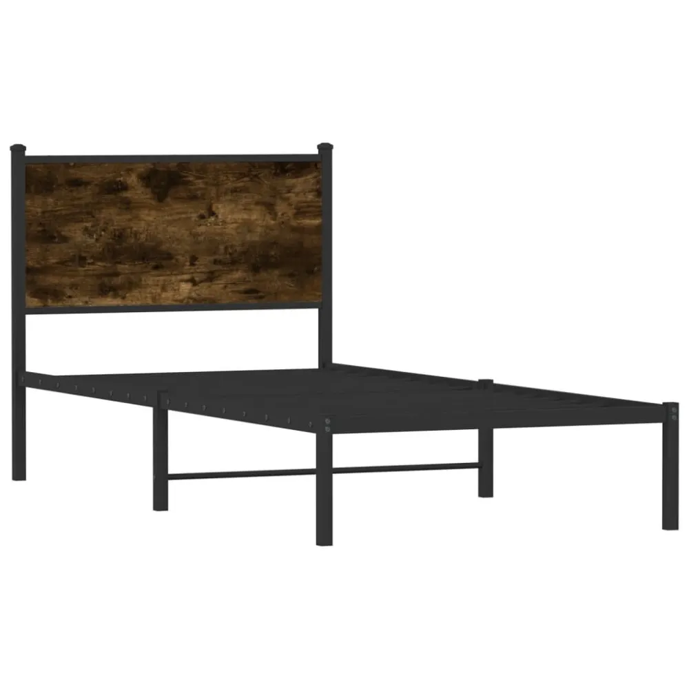 Estrutura de cama sem colchão 90x190 cm metálico carvalho fumado