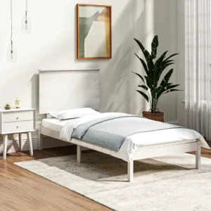 Estrutura cama de solteiro 90x190 cm madeira maciç branco