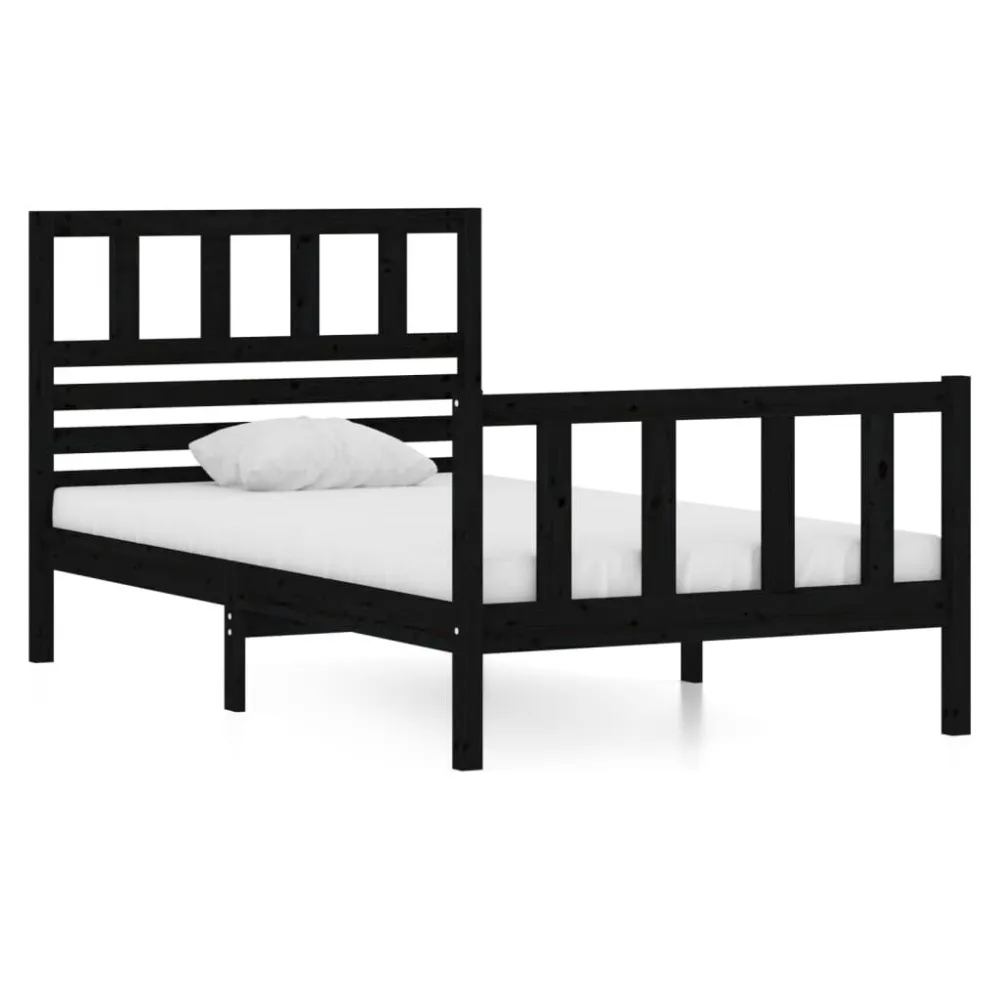 Estrutura de cama solteiro 90x190 cm madeira maciç preto