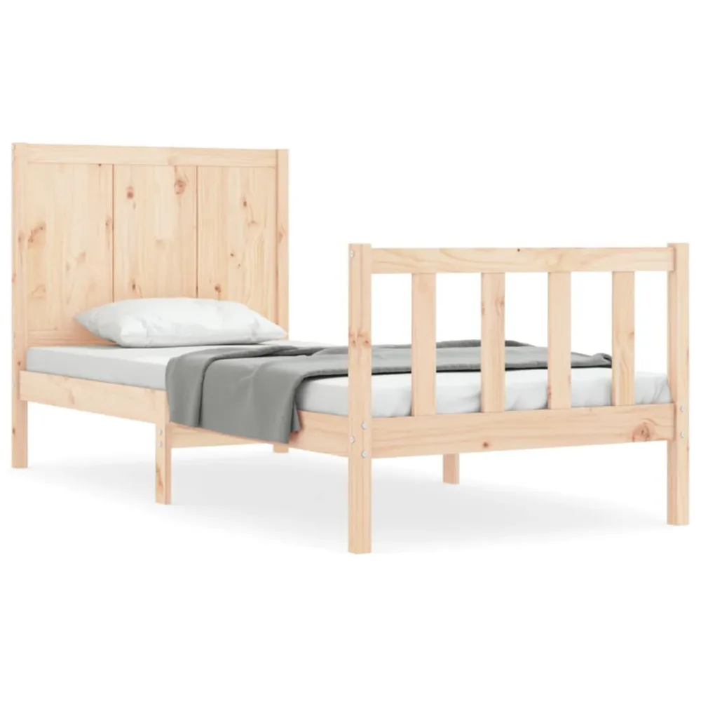 Estrutura cama de solteiro com cabeceira madeira maciç