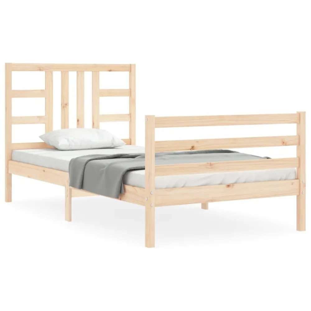 Estrutura cama de solteiro com cabeceira madeira maciç
