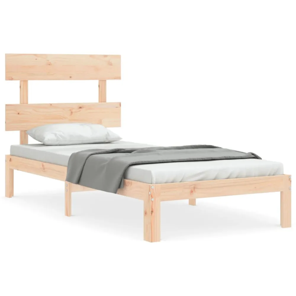 Estrutura cama de solteiro com cabeceira madeira maciç