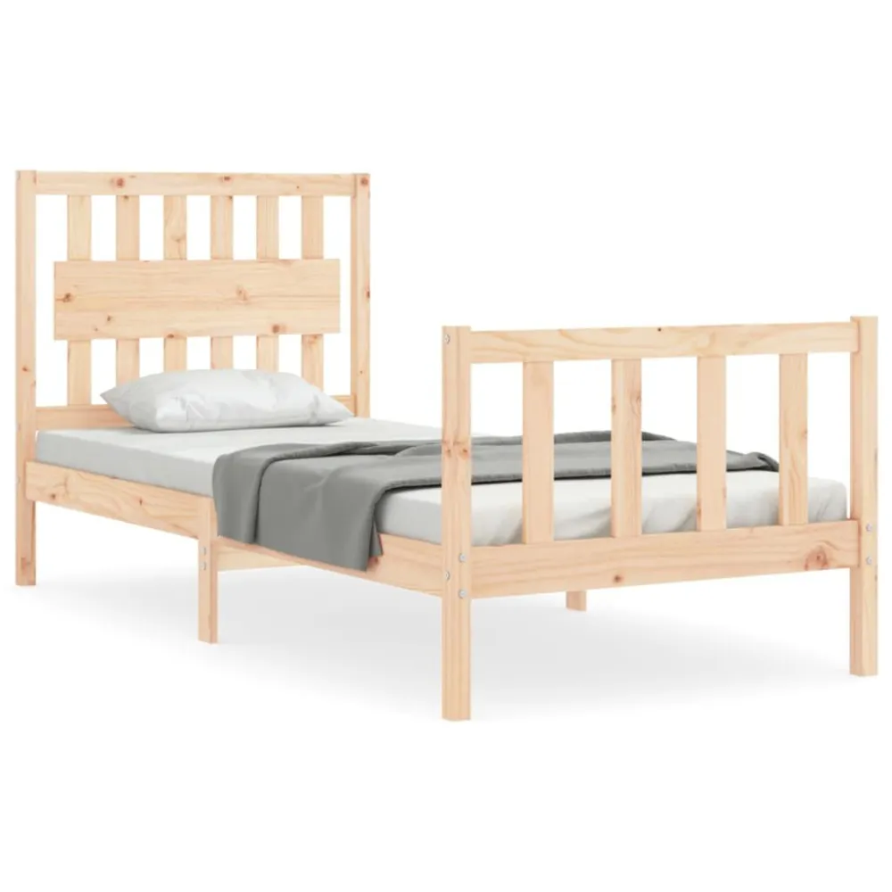 Estrutura cama de solteiro com cabeceira madeira maciç