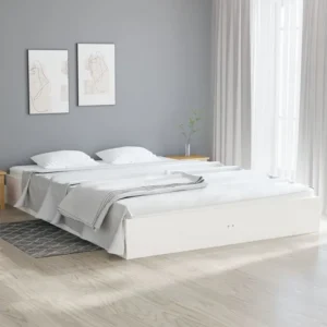 Estrutura de cama super king 180x200 cm madeira maciç branco