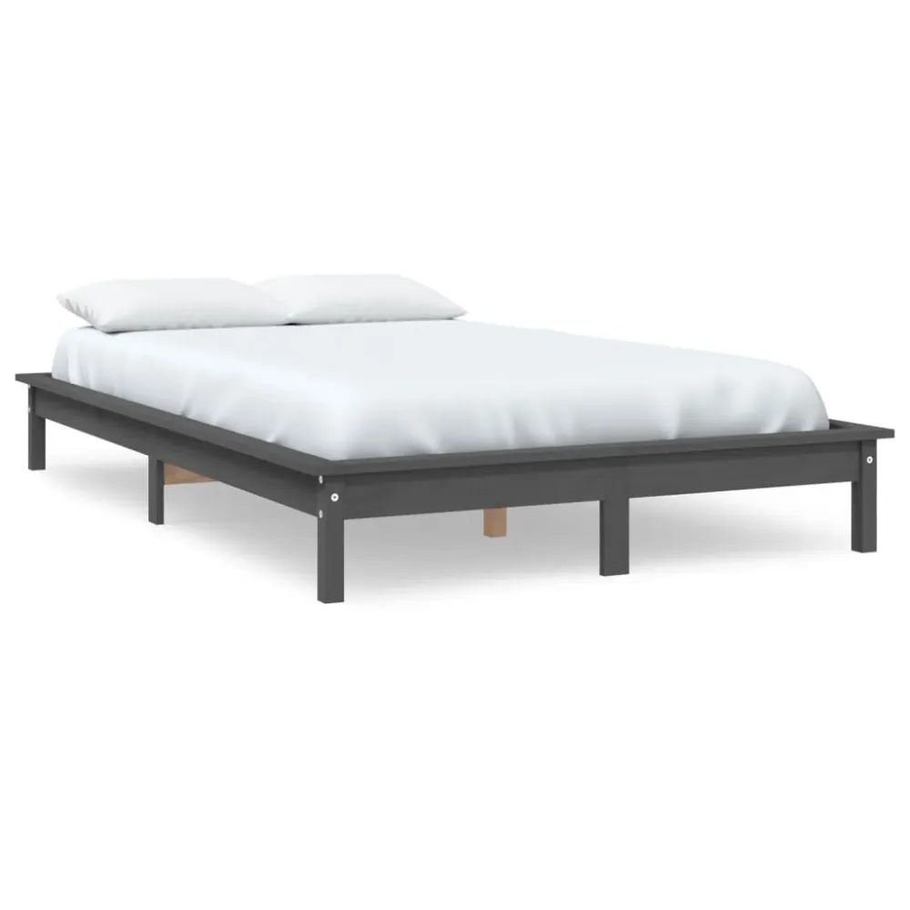 Estrutura de cama super king 180x200 cm pinho maciço cinzento