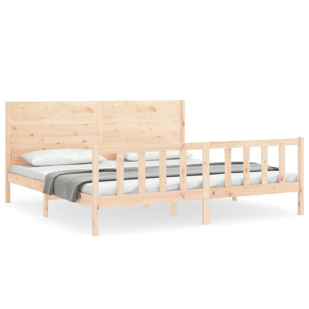 Estrutura de cama Super King Size com cabeceira madeira maciç