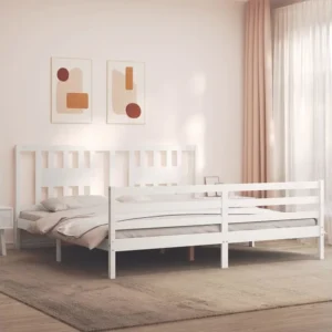 Estrutura cama Super King Size com cabeceira madeira branco