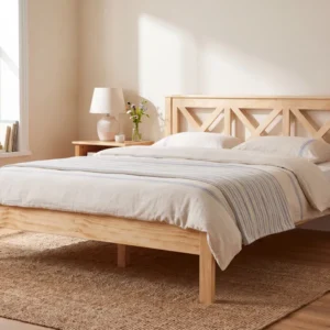 Wooden EU King Size Bed Light TANNAY
