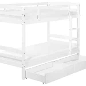 Wooden EU Solitário Size Bunk Bed Storage White REGAT