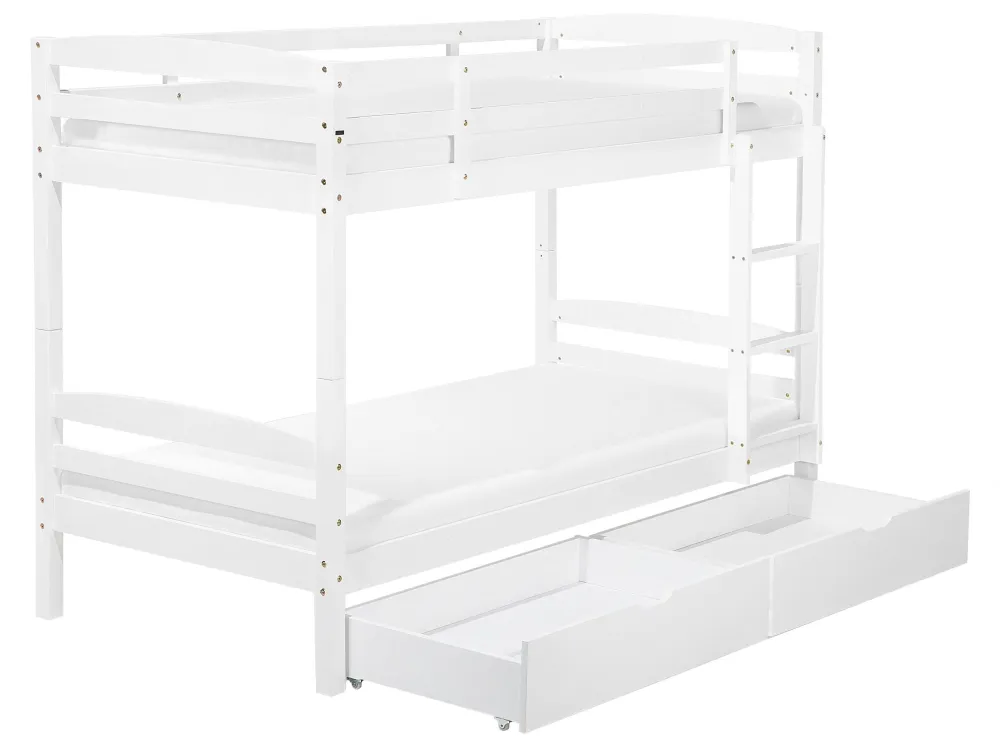 Wooden EU Solitário Size Bunk Bed Storage White REGAT