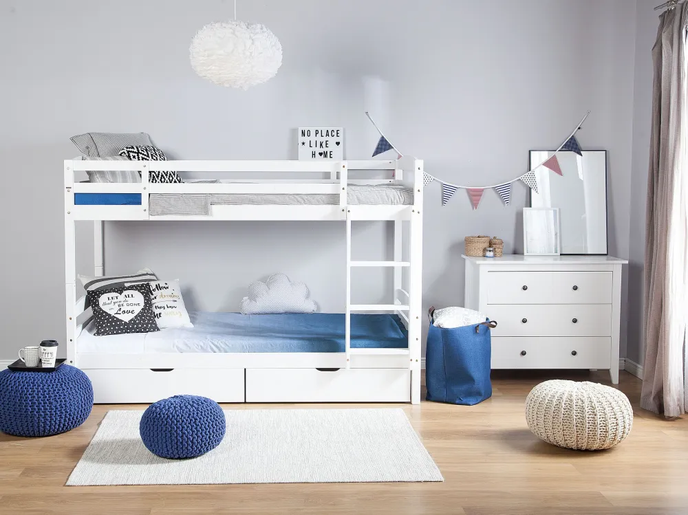 Wooden EU Solitário Size Bunk Bed Storage White REGAT